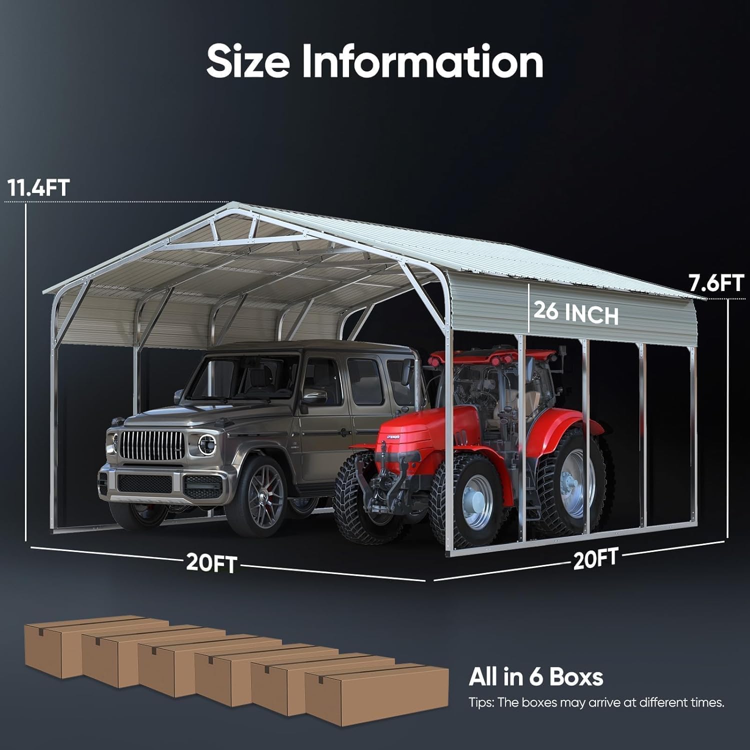 20'x20' Vertical Panel Carport