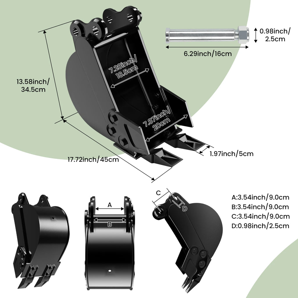 8" Mini Excavator trenching bucket