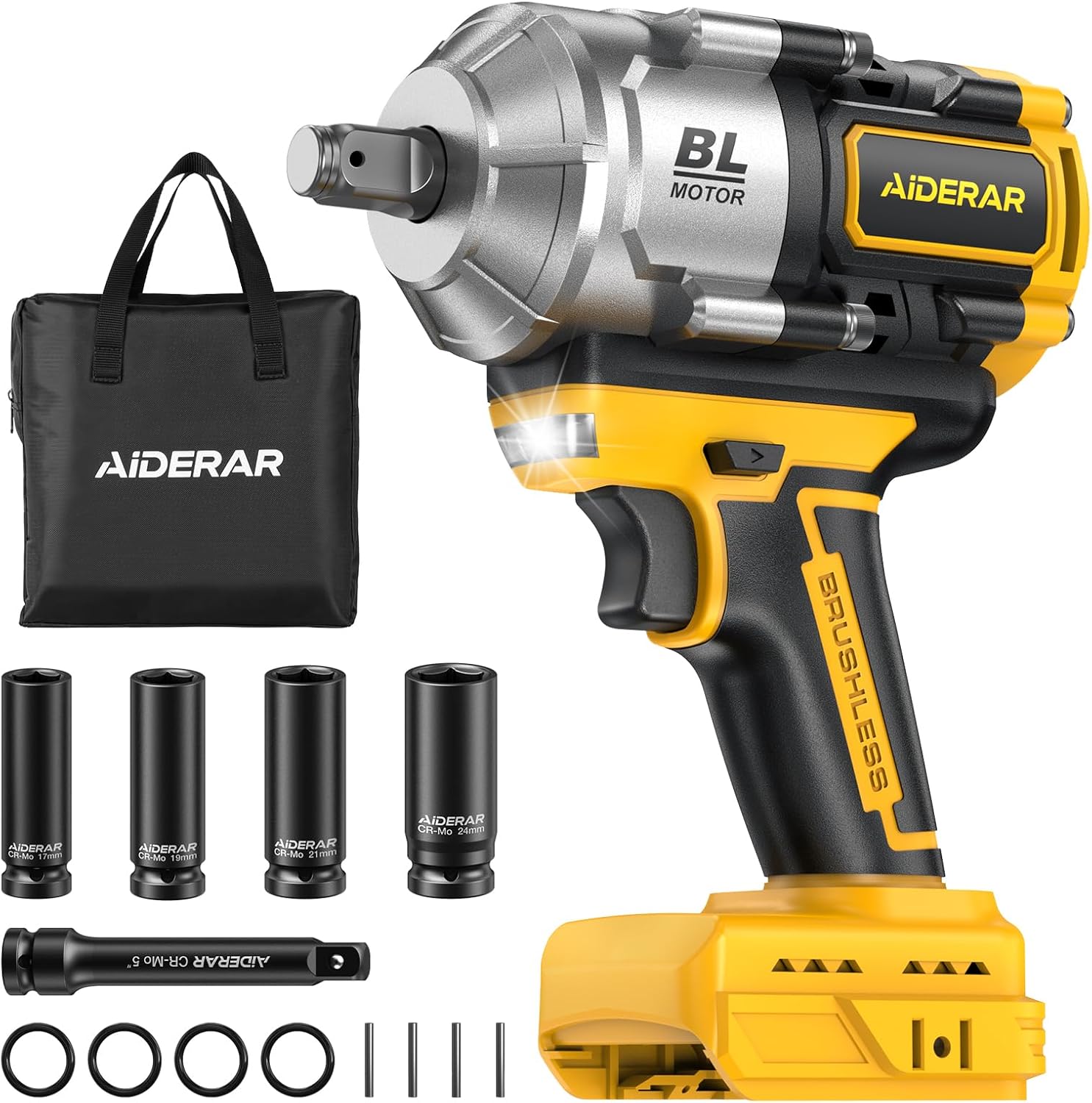 20V Cordless Impact Wrench 1/2" multi speed power tool that uses Dewalt Battery, over 1100 Ft-Lbs of torque